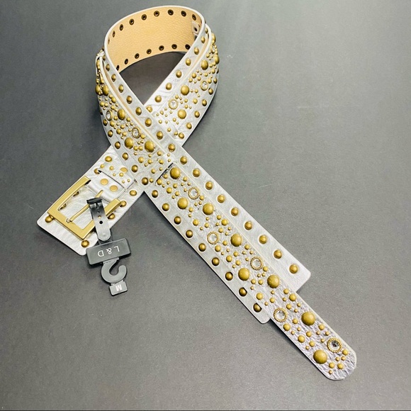 L & D Studded Italian Leather Belt- Size M - Picture 10 of 14